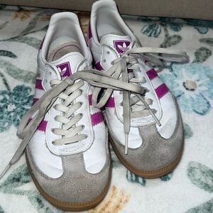 Adidas kids White and Pink Sneakers